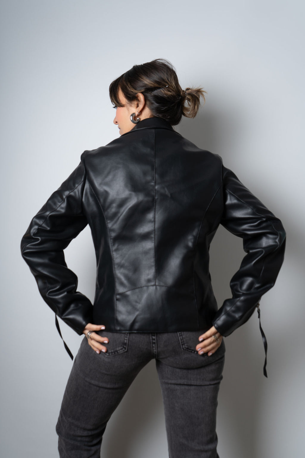 Chaqueta Aviadora de Ecocuero - Negro