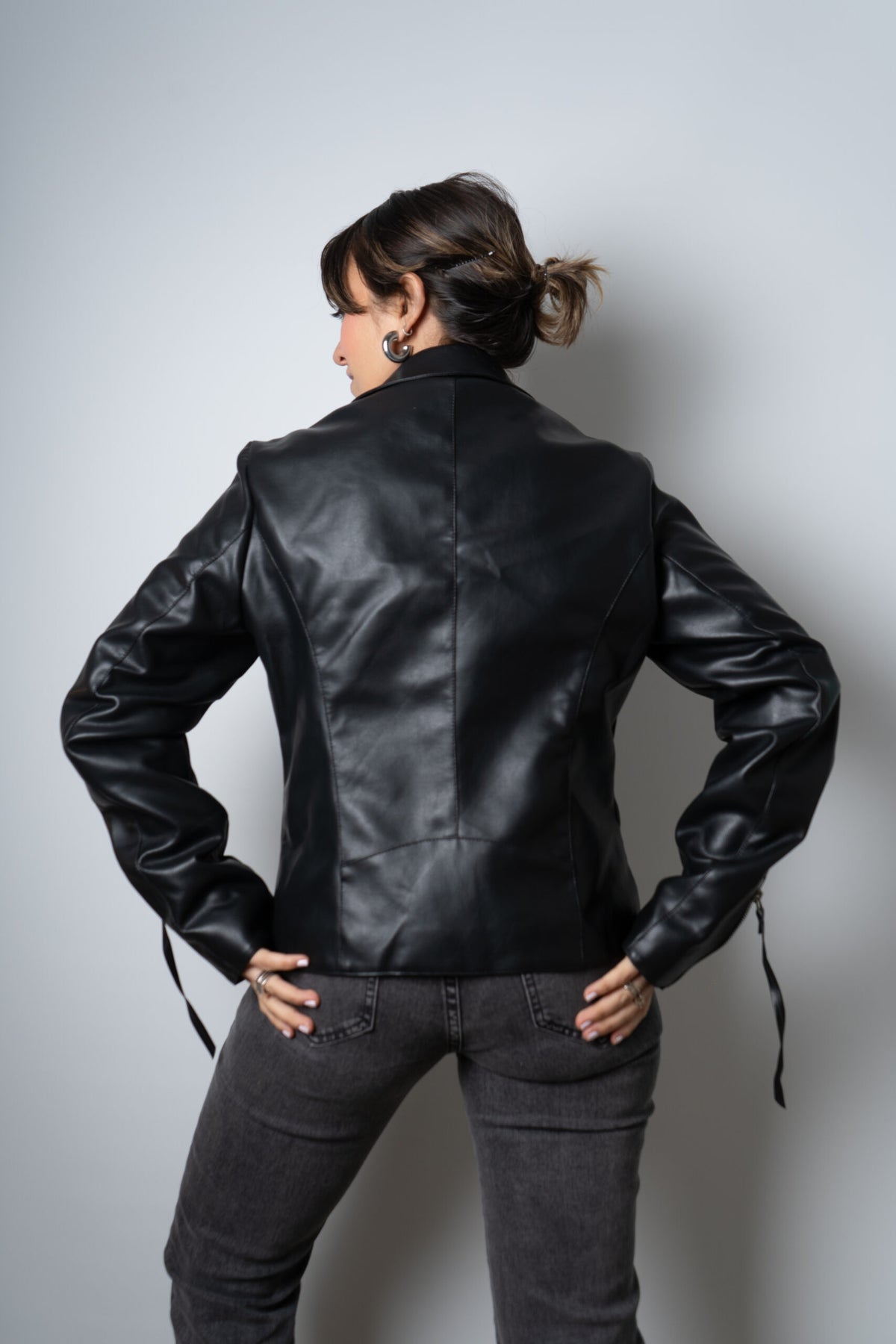 Chaqueta Aviadora de Ecocuero - Negro