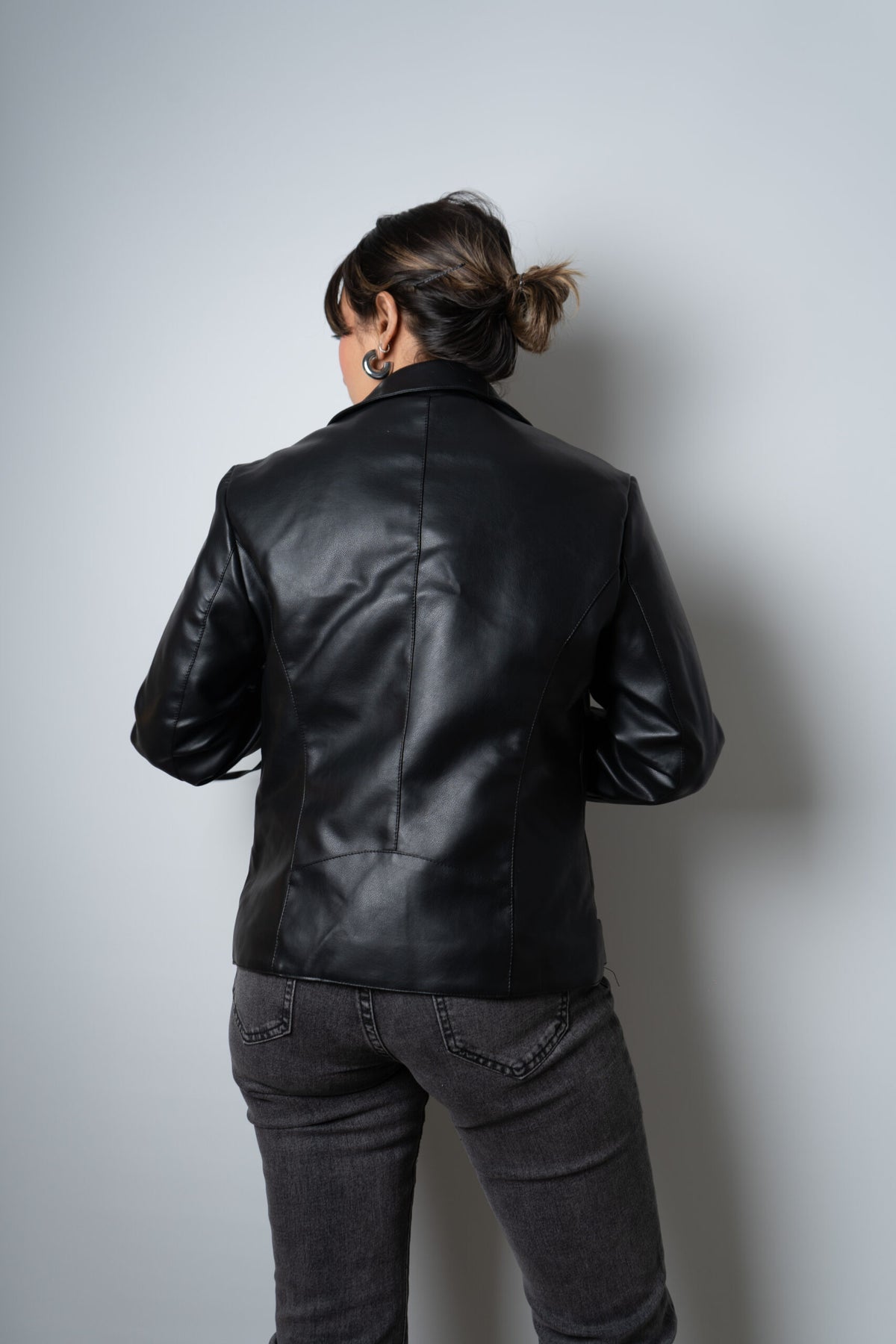 Chaqueta Aviadora de Ecocuero - Negro