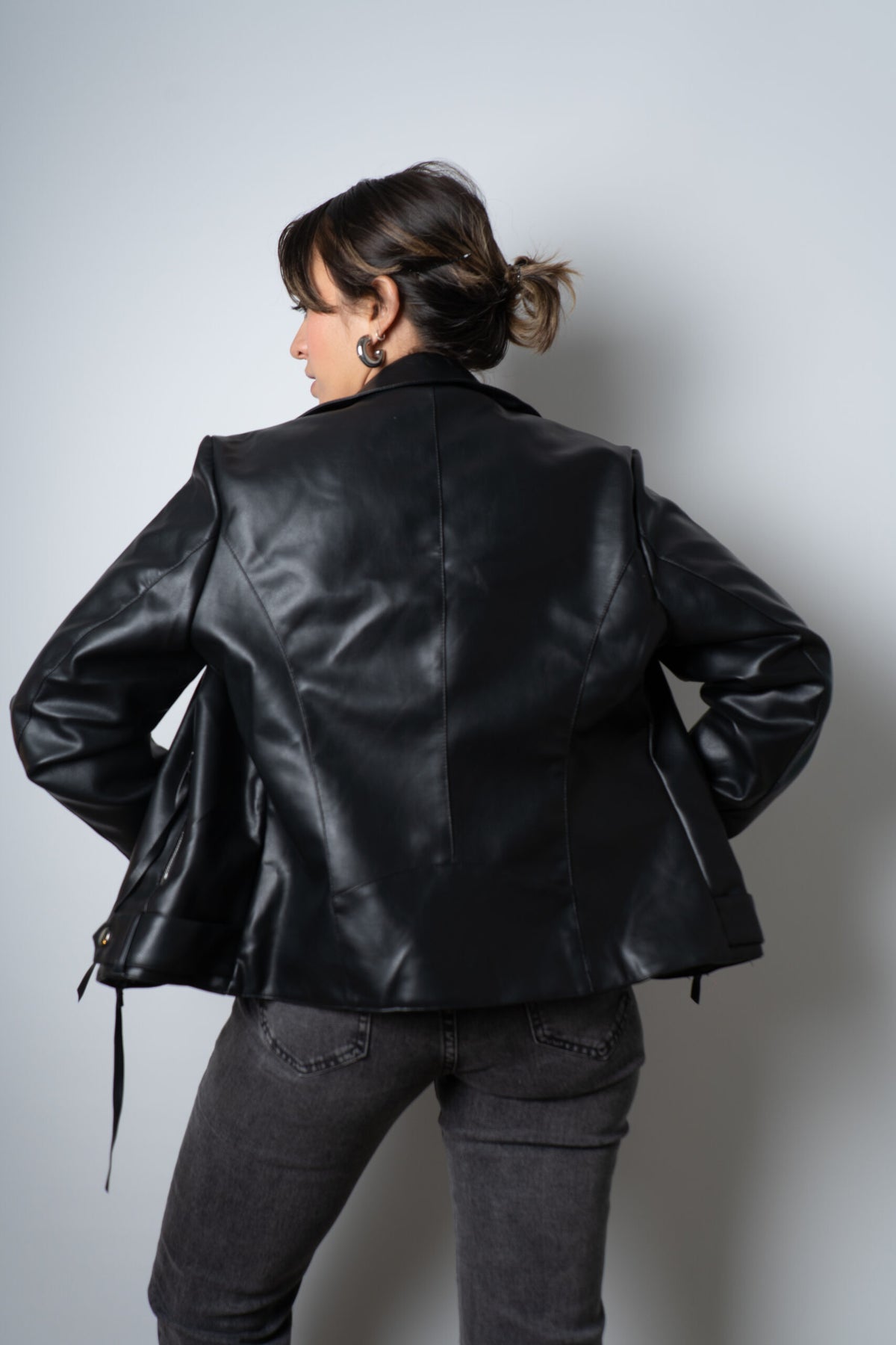 Chaqueta Aviadora de Ecocuero - Negro