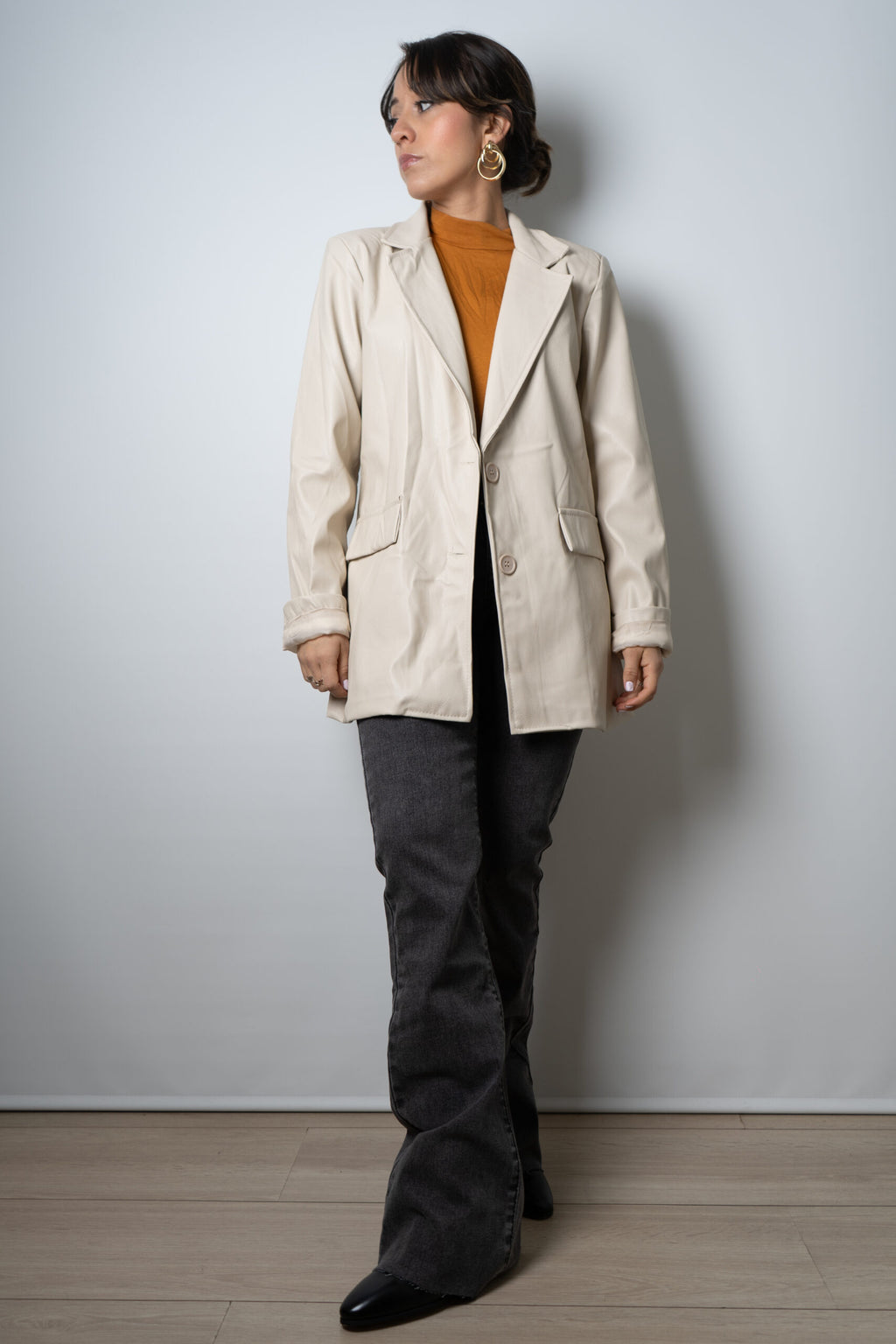 Blazer Ecocuero - Crema