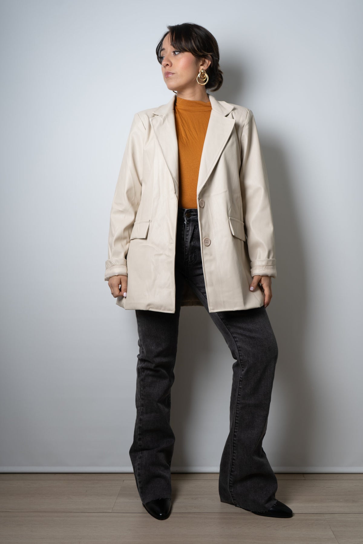 Blazer Ecocuero - Crema