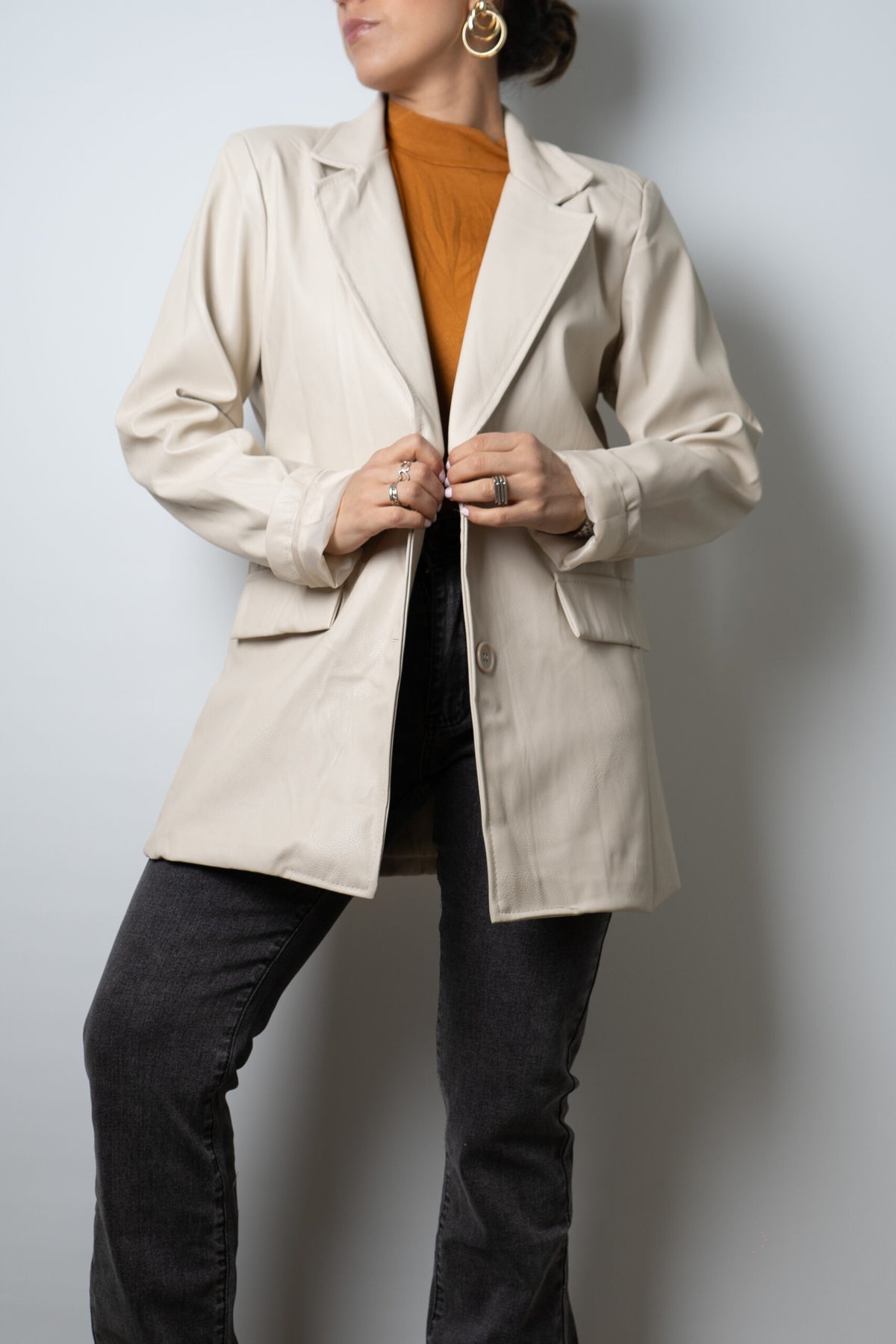 Blazer Ecocuero - Crema