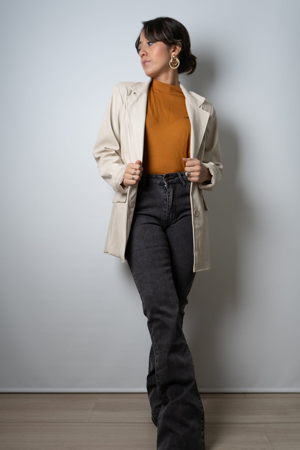 Blazer Ecocuero - Crema