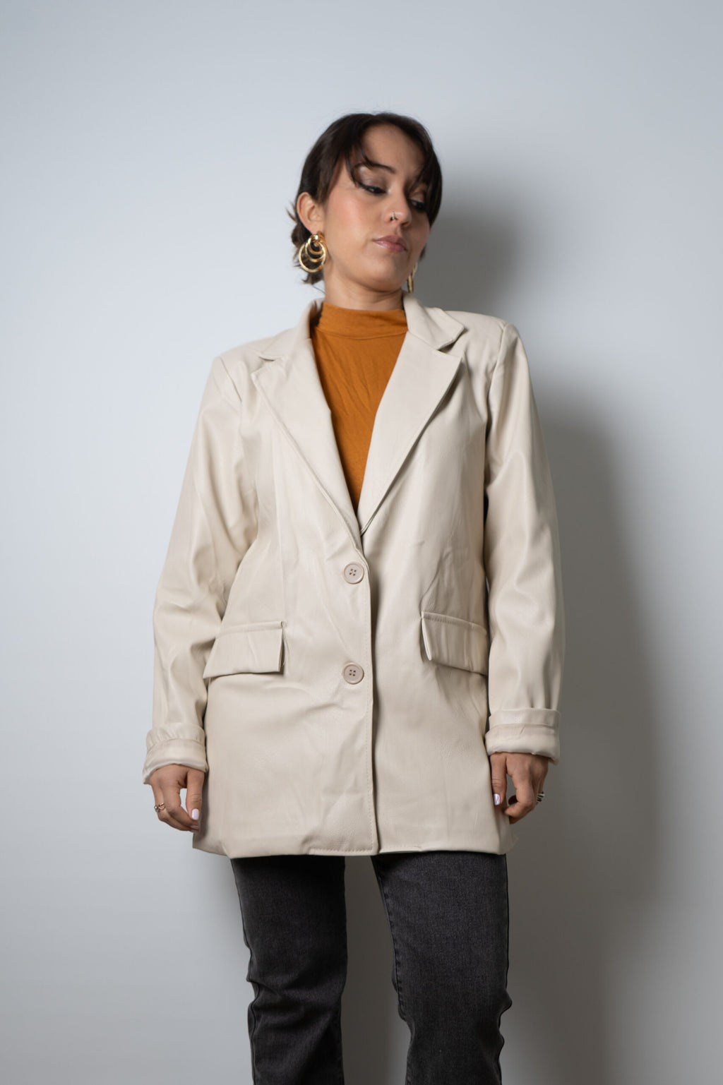 Blazer Ecocuero - Crema