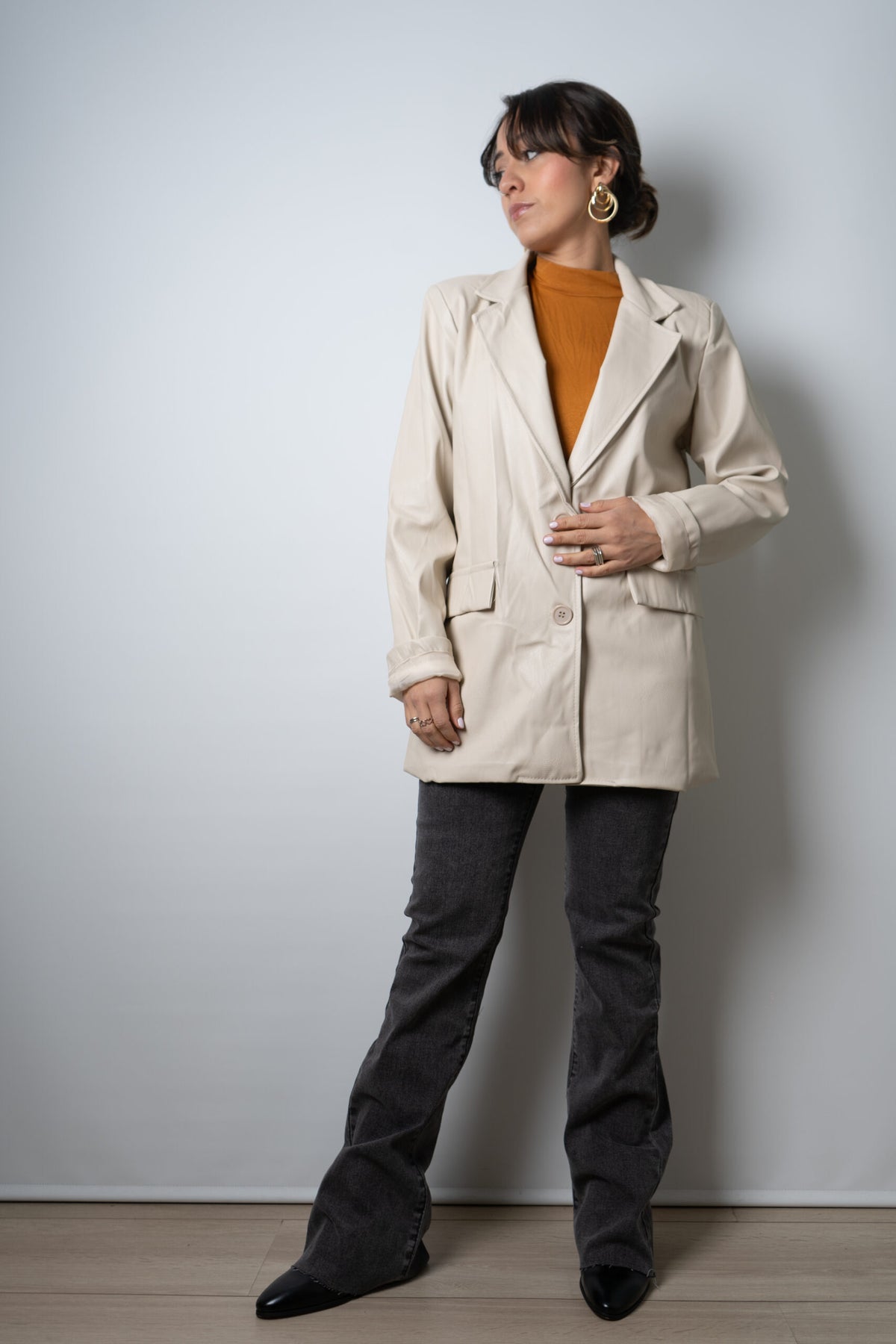 Blazer Ecocuero - Crema