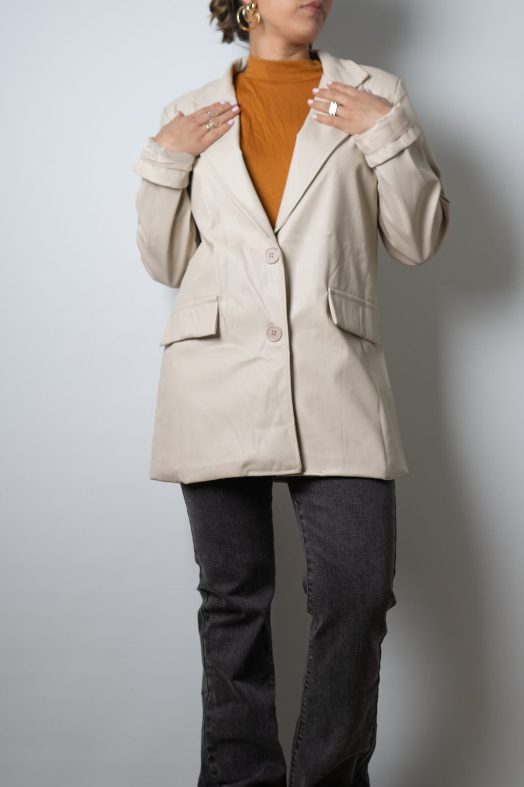 Blazer Ecocuero - Crema