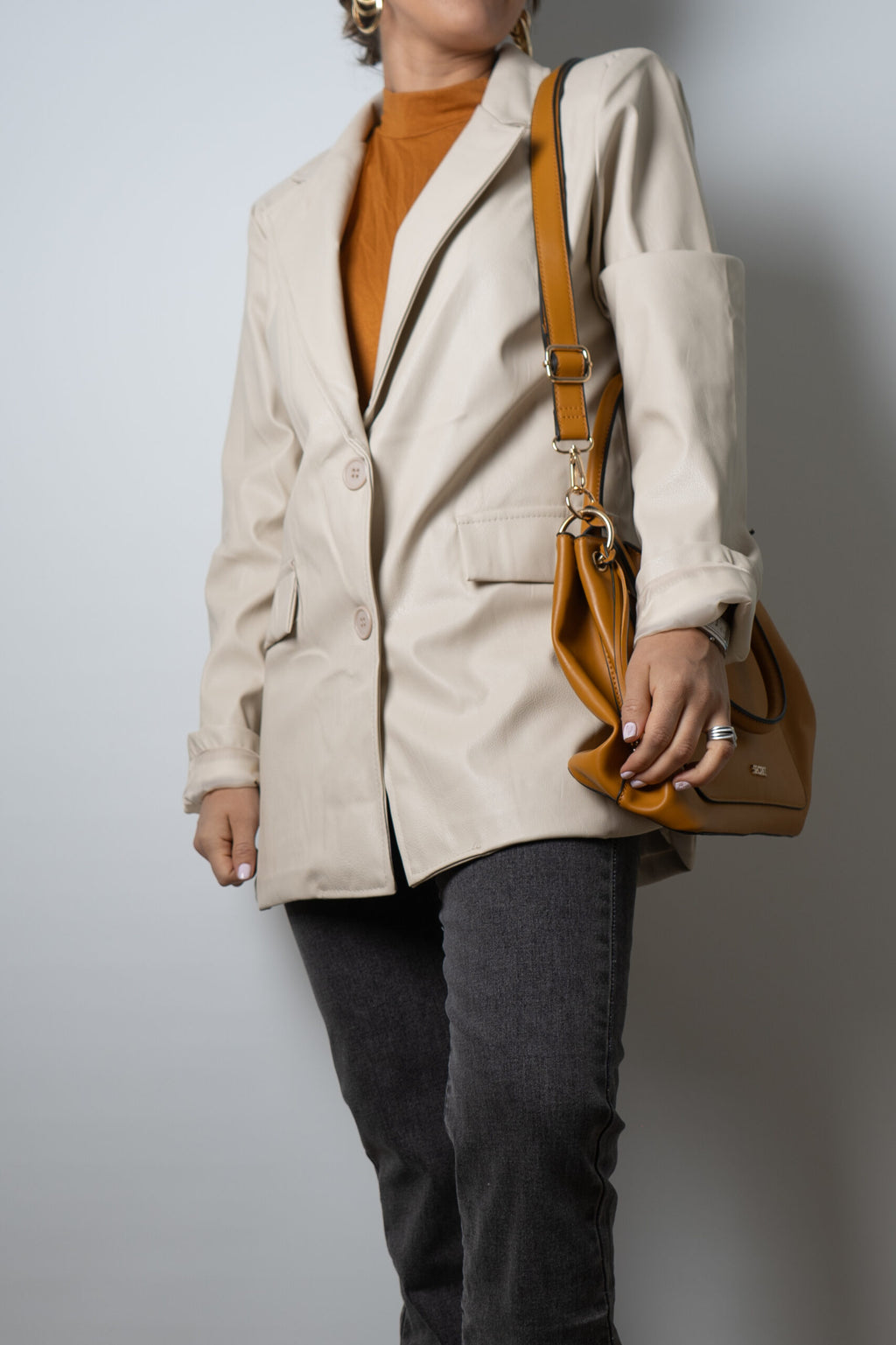 Blazer Ecocuero - Crema