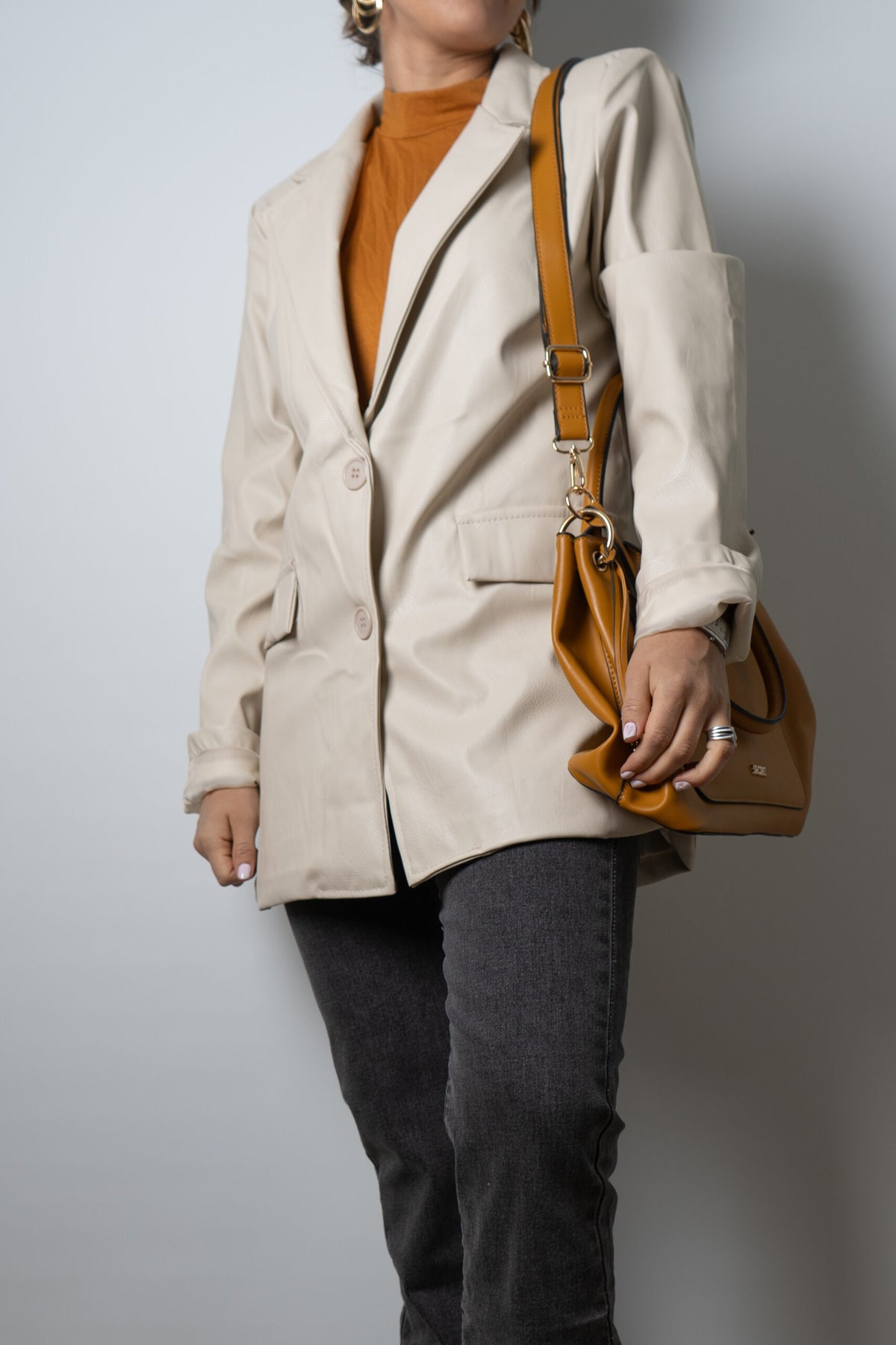 Blazer Ecocuero - Crema