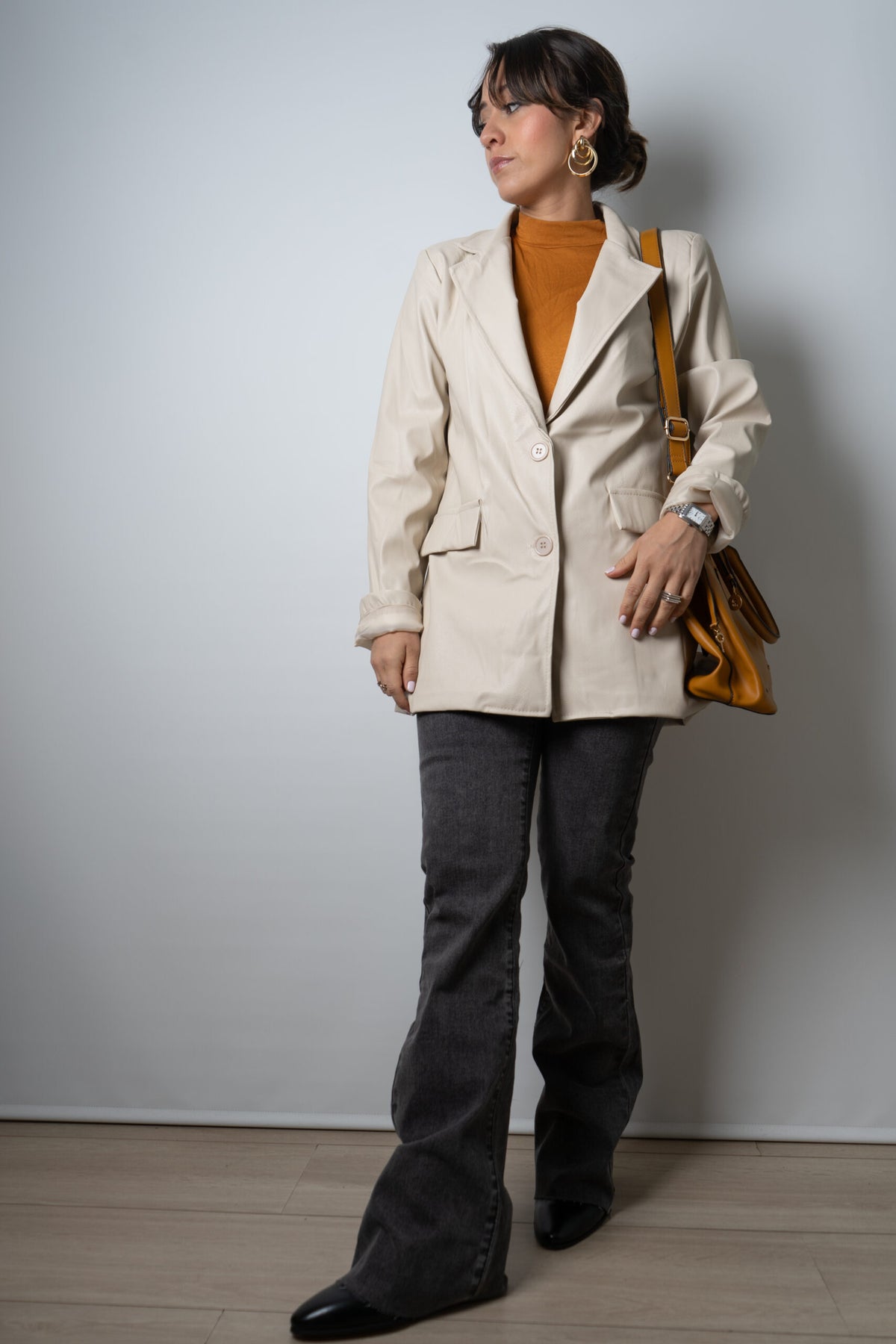 Blazer Ecocuero - Crema
