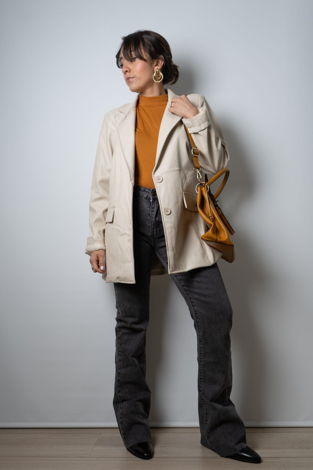 Blazer Ecocuero - Crema