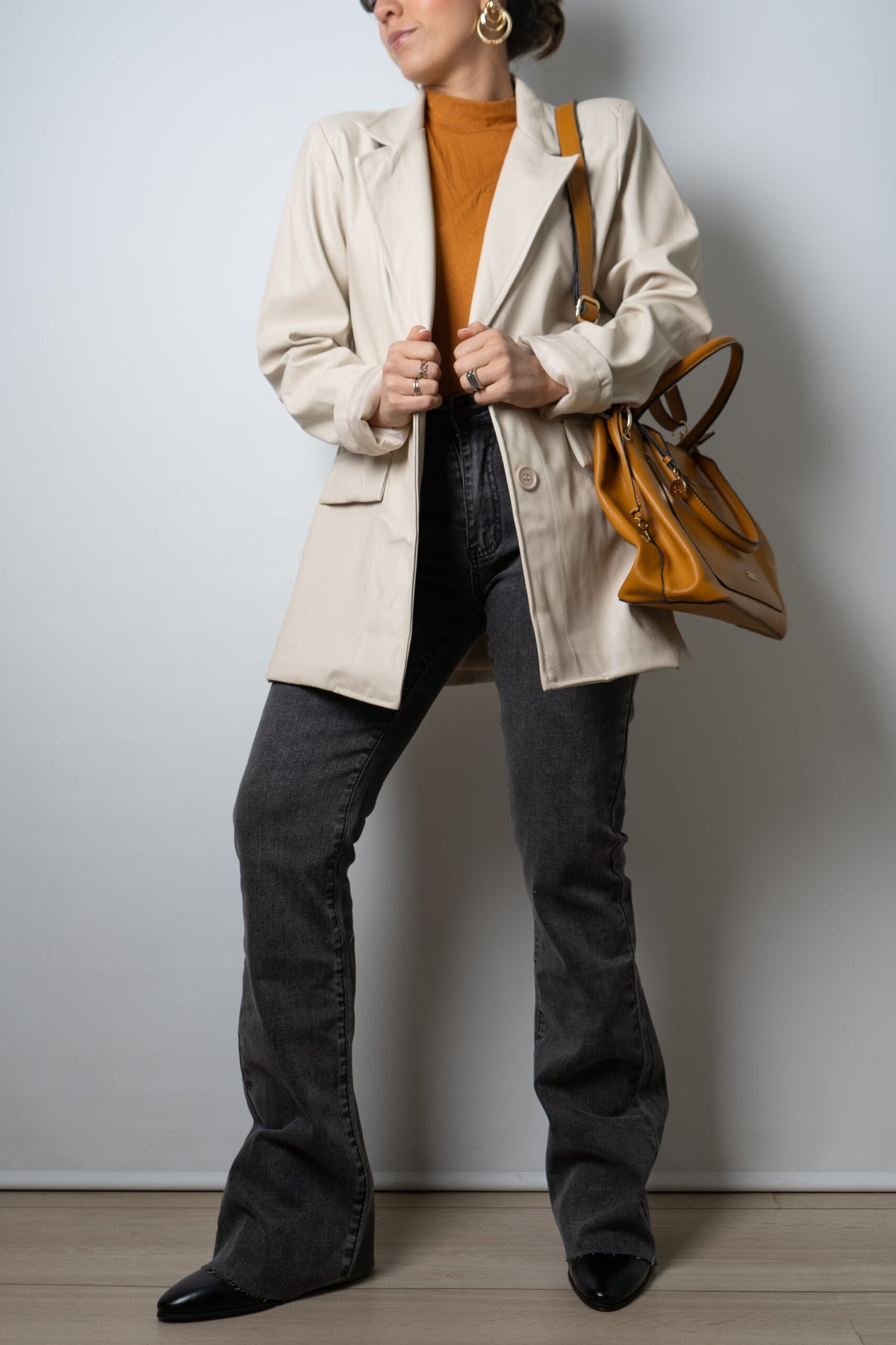 Blazer Ecocuero - Crema