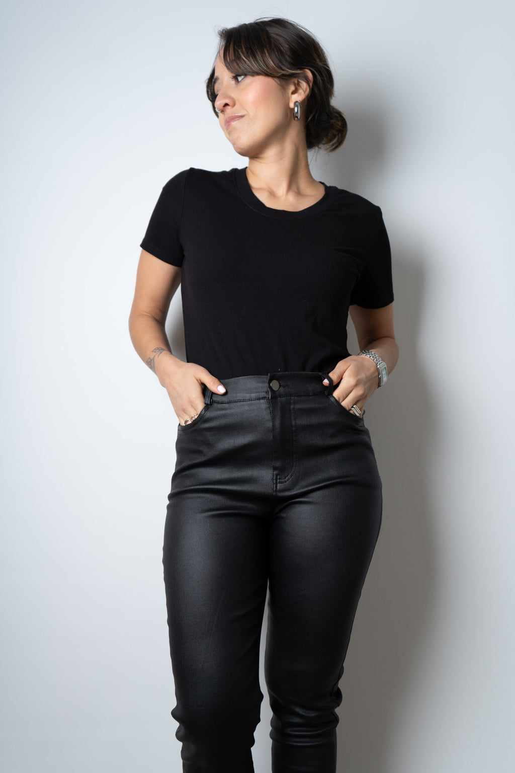 Pantalón Pitillo Ecocuero - Negro