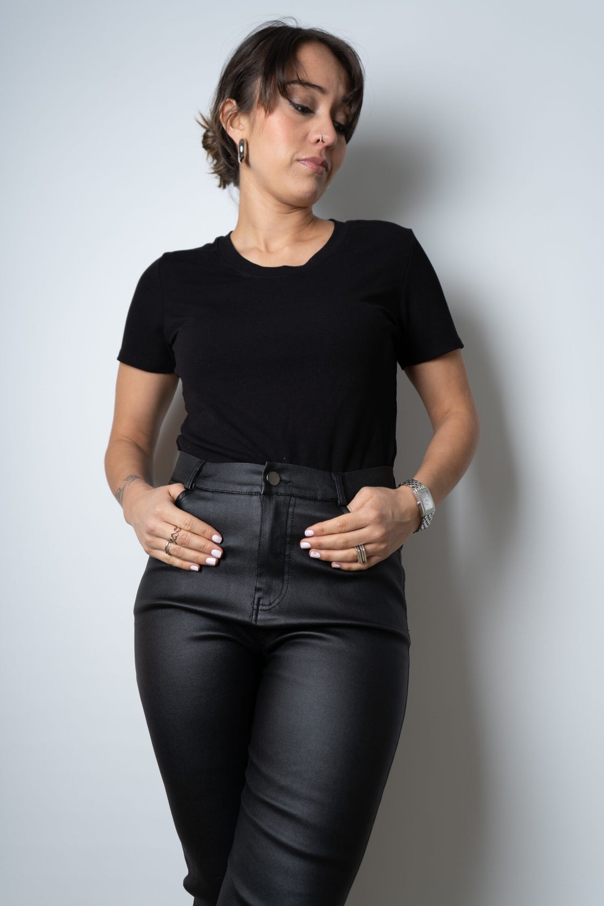 Pantalón Pitillo Ecocuero - Negro