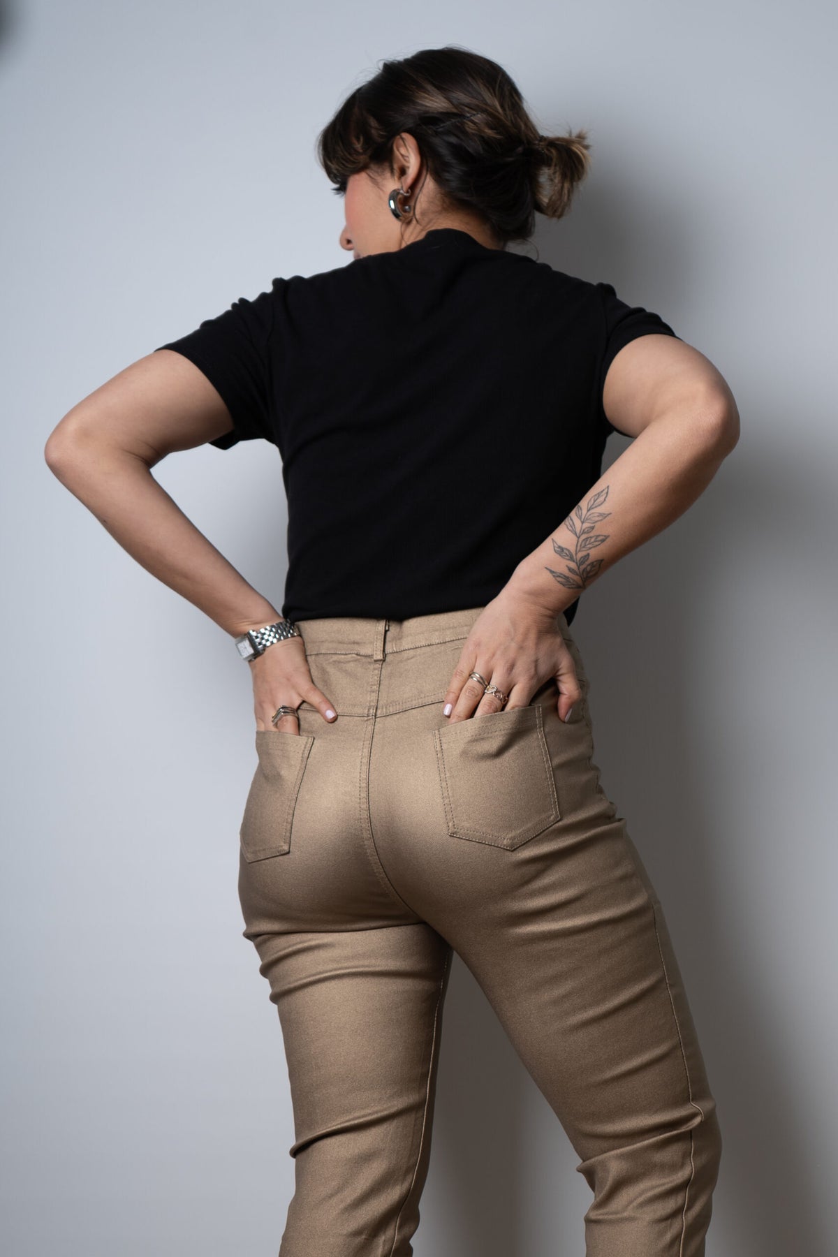 Pantalón Pitillo Ecocuero - Dorado