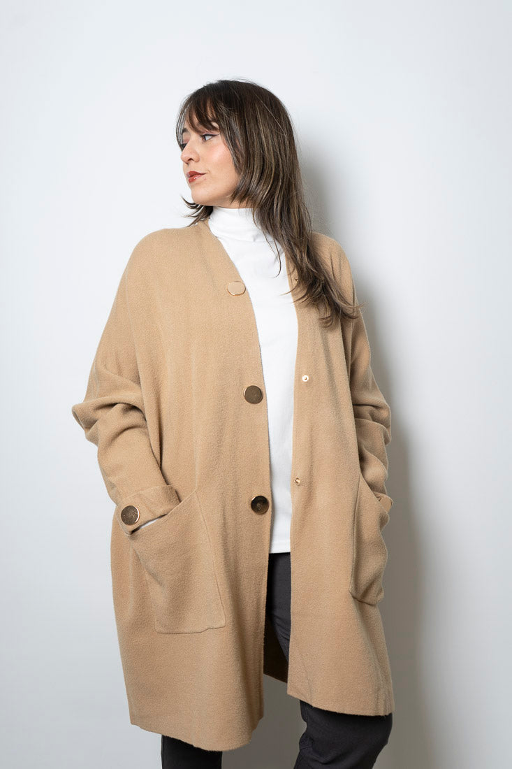 Chaquetón Lana - boton dorado - Beige