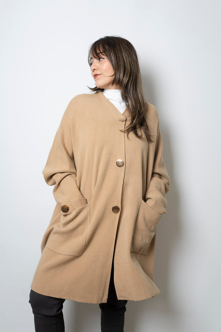 Chaquetón Lana - boton dorado - Beige