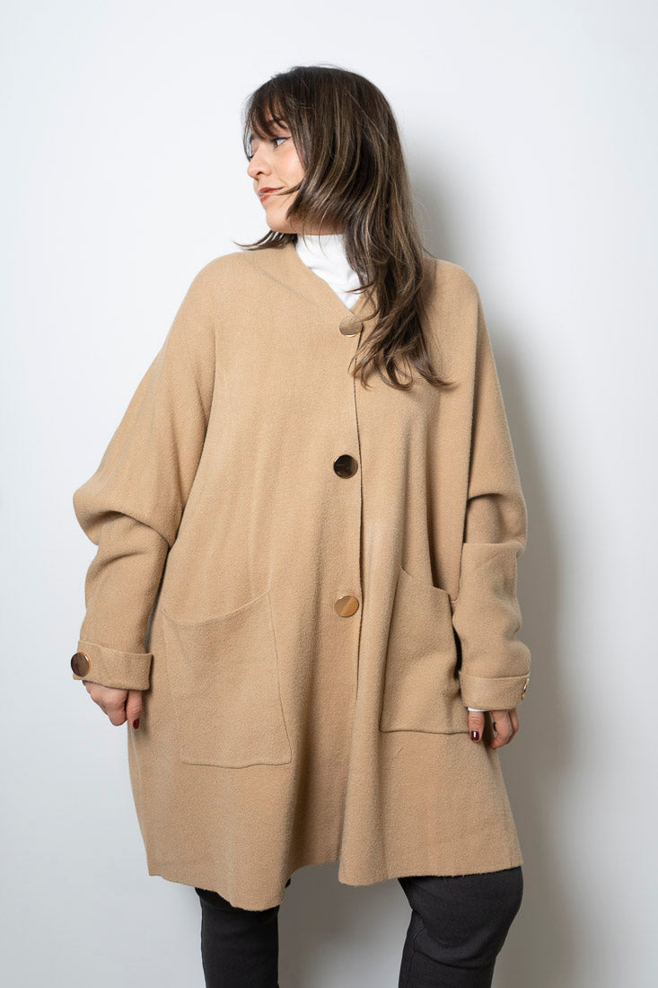Chaquetón Lana - boton dorado - Beige