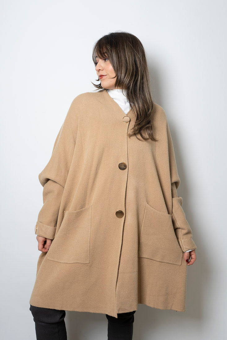Chaquetón Lana - boton dorado - Beige