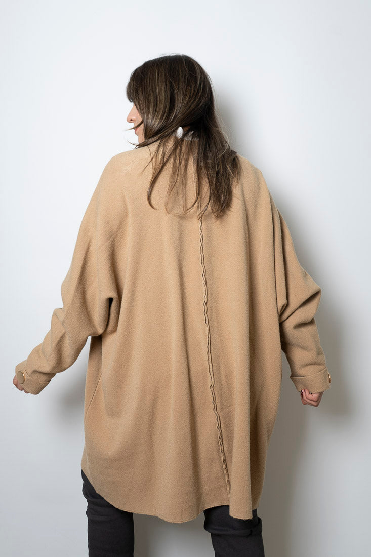 Chaquetón Lana - boton dorado - Beige
