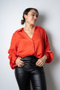 Blusa de satín Rafaela - Naranja