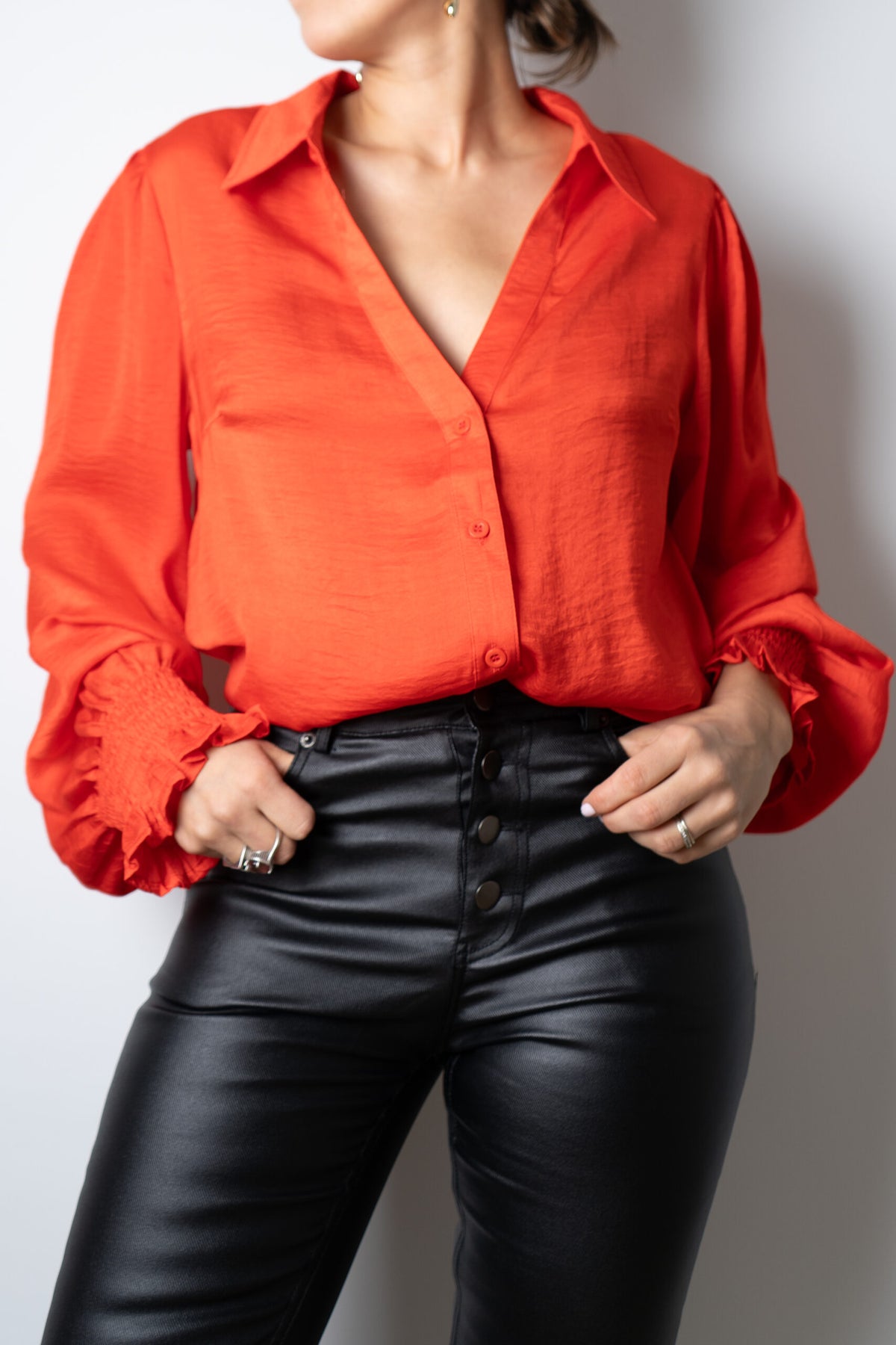 Blusa de satín Rafaela - Naranja