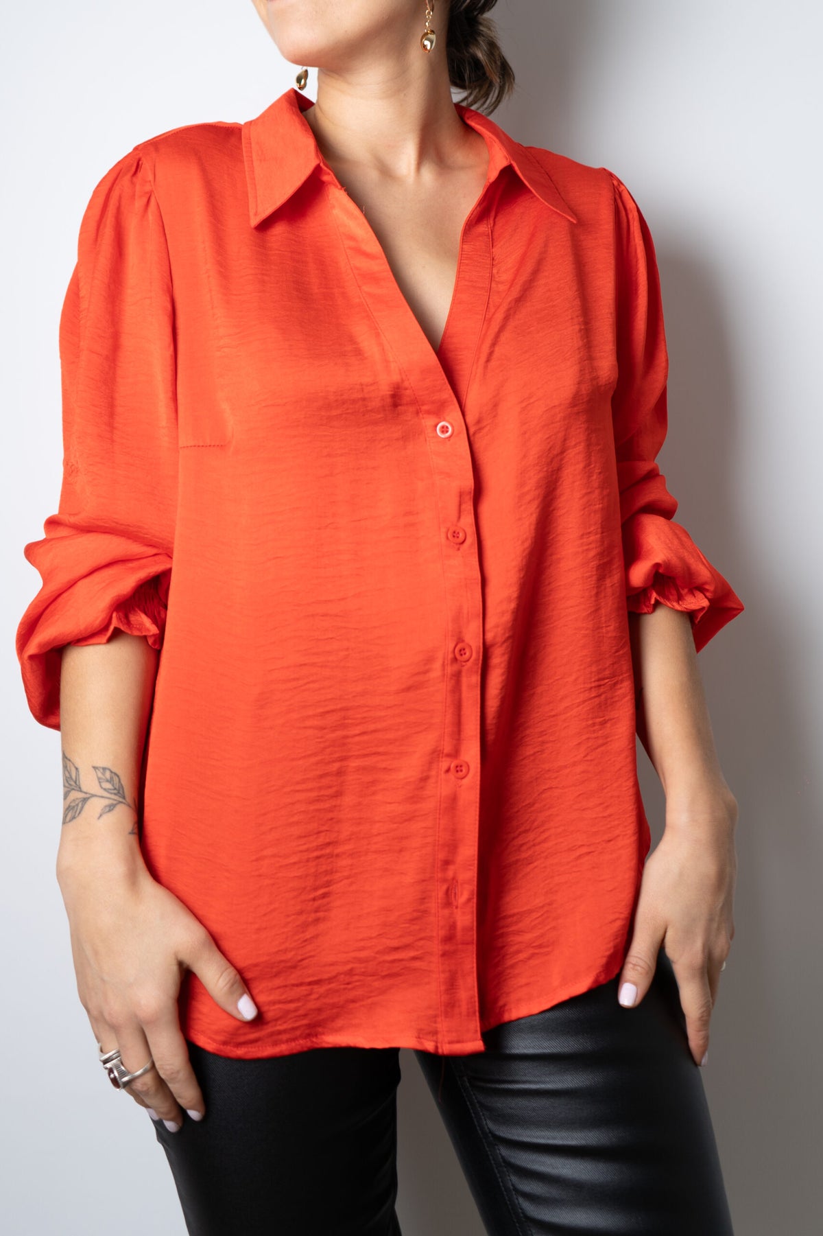 Blusa de satín Rafaela - Naranja