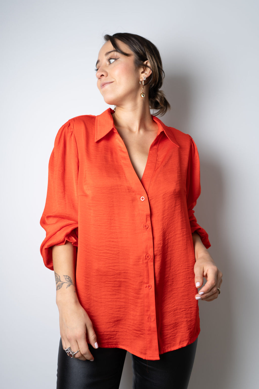 Blusa de satín Rafaela - Naranja
