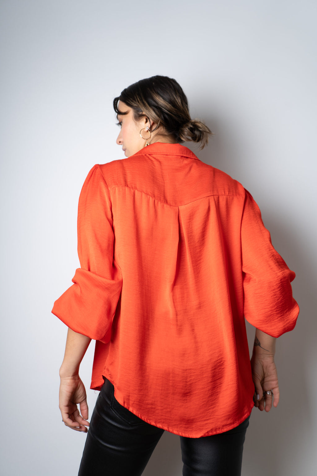 Blusa de satín Rafaela - Naranja