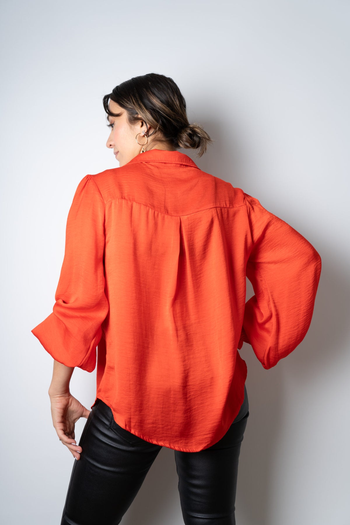 Blusa de satín Rafaela - Naranja