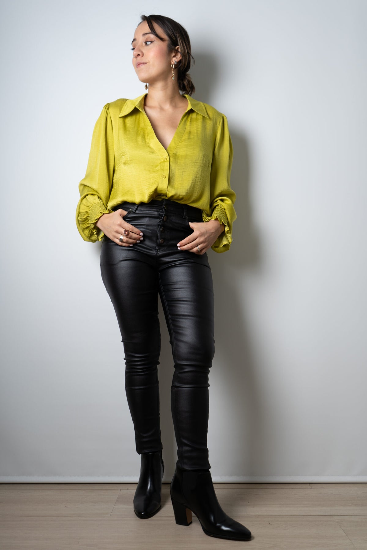 Blusa de satín Rafaela - Verde limón