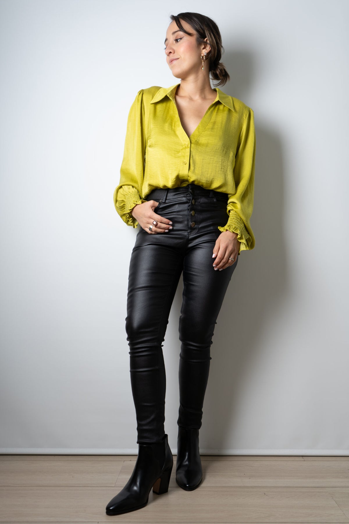 Blusa de satín Rafaela - Verde limón