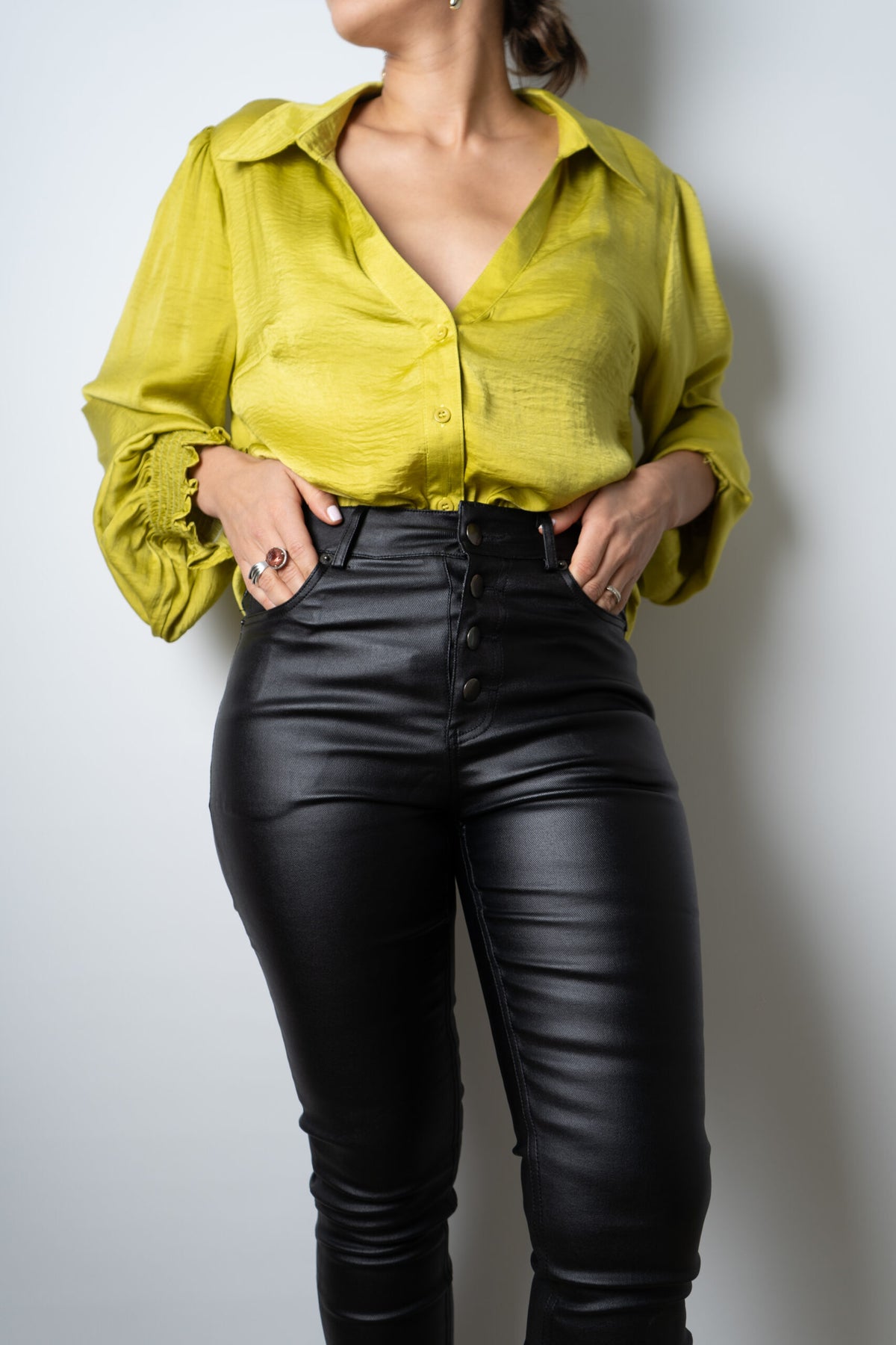 Blusa de satín Rafaela - Verde limón