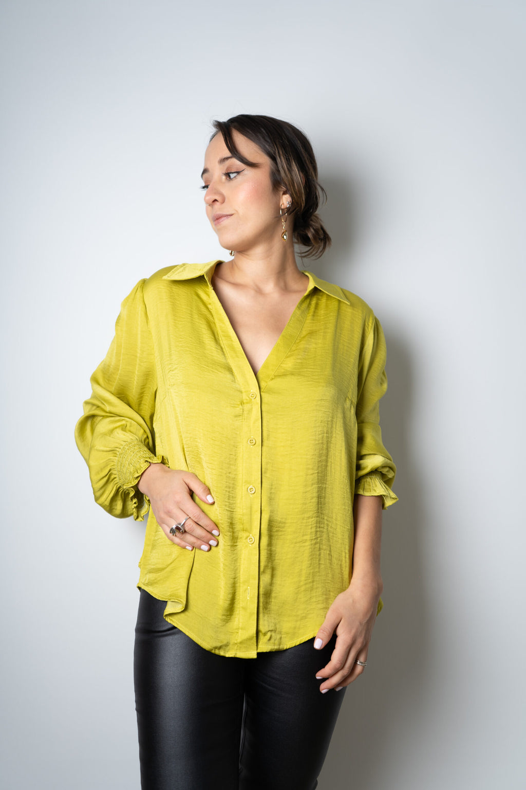 Blusa de satín Rafaela - Verde limón
