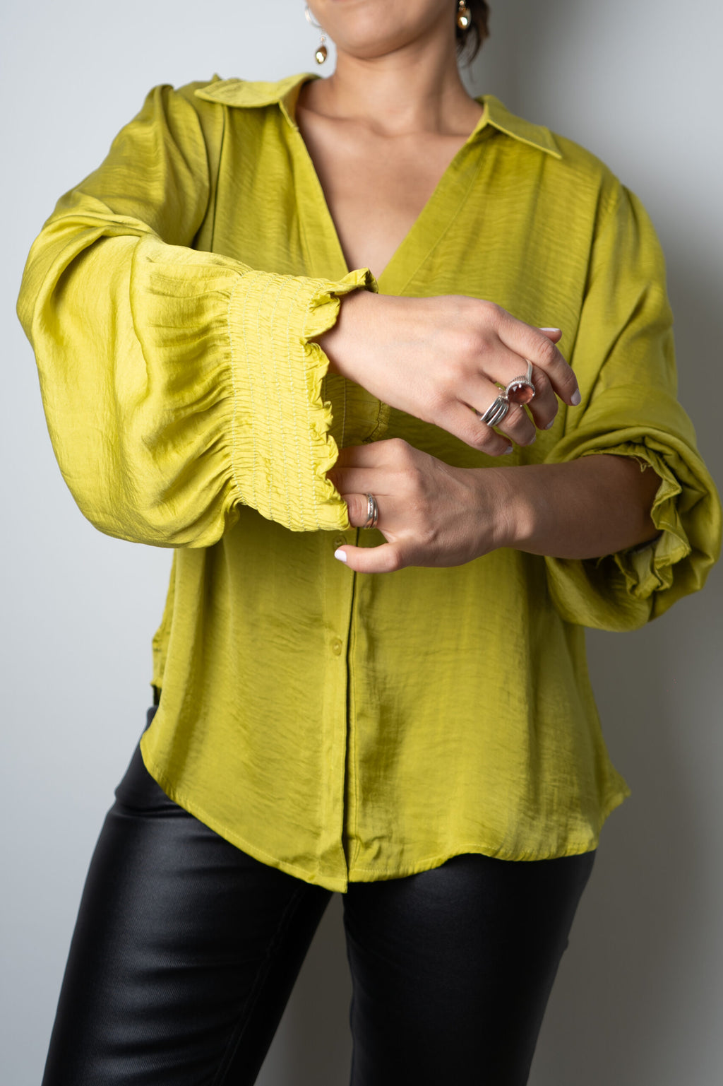 Blusa de satín Rafaela - Verde limón