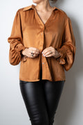 Blusa de satín Rafaela - Café Camel
