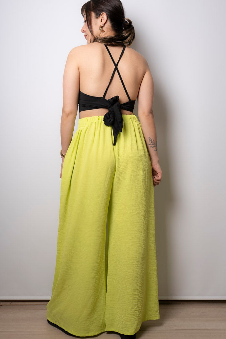 Pantalon Palazzo Aurora - Verde lima