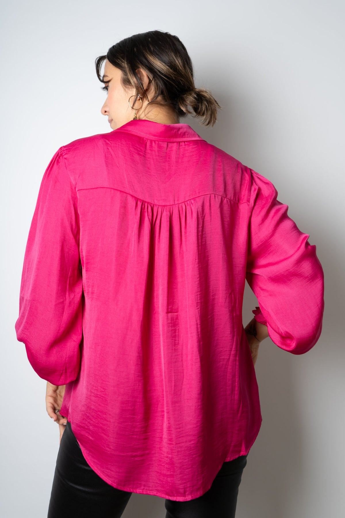 Blusa de satín Rafaela - Fucsia