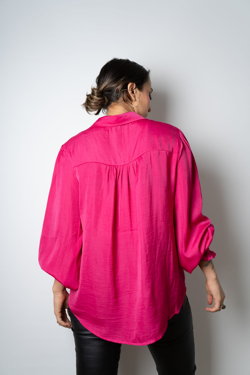 Blusa de satín Rafaela - Fucsia