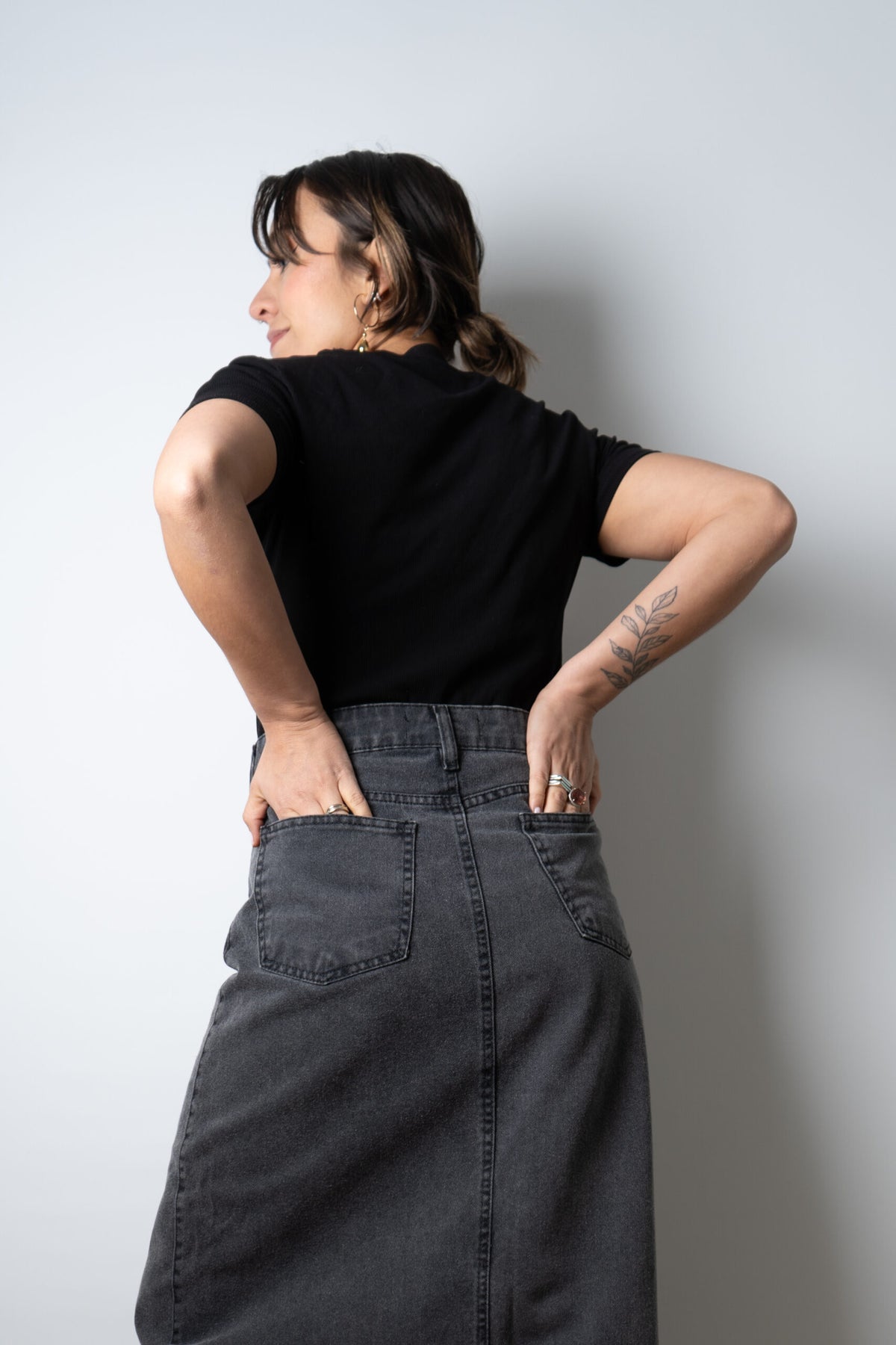 Falda larga de Jeans - Gris