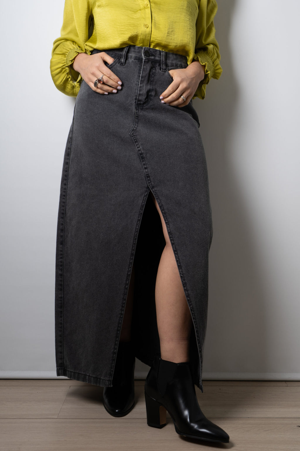Falda larga de Jeans - Gris
