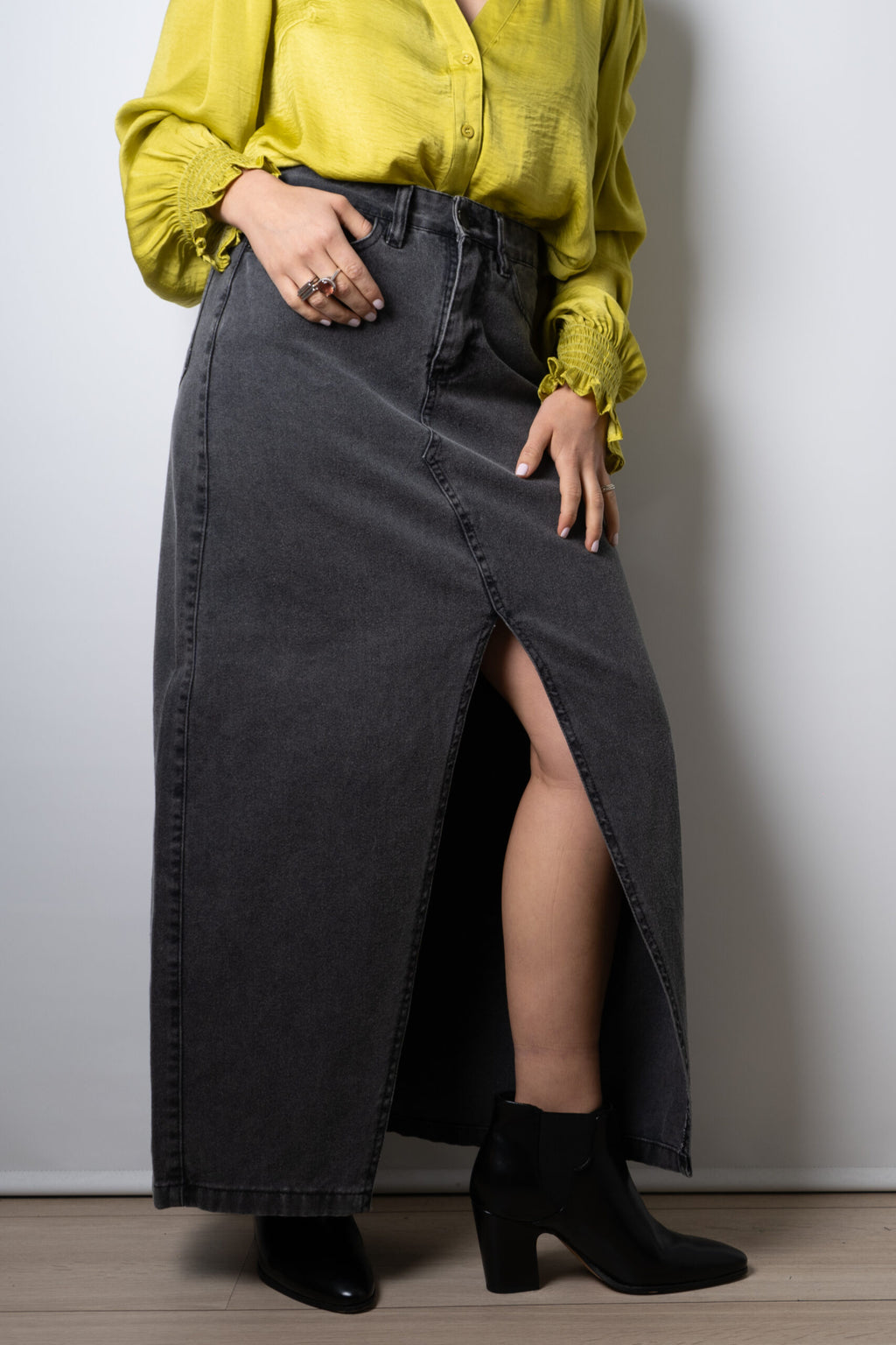 Falda larga de Jeans - Gris