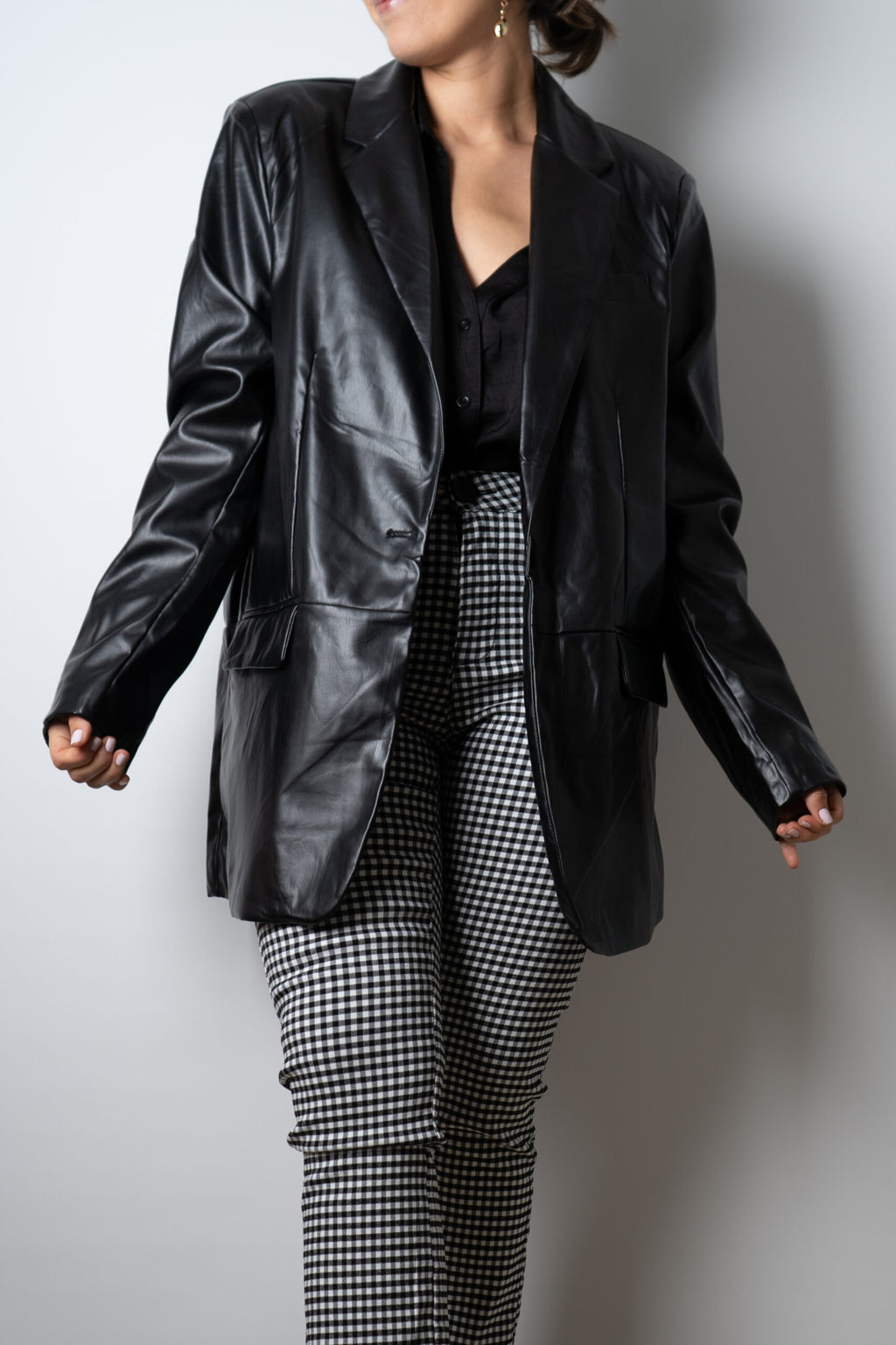 Blazer Ecocuero oversize - Negro