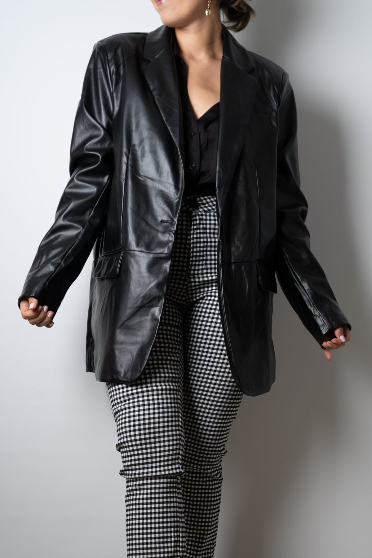 Blazer Ecocuero oversize - Negro
