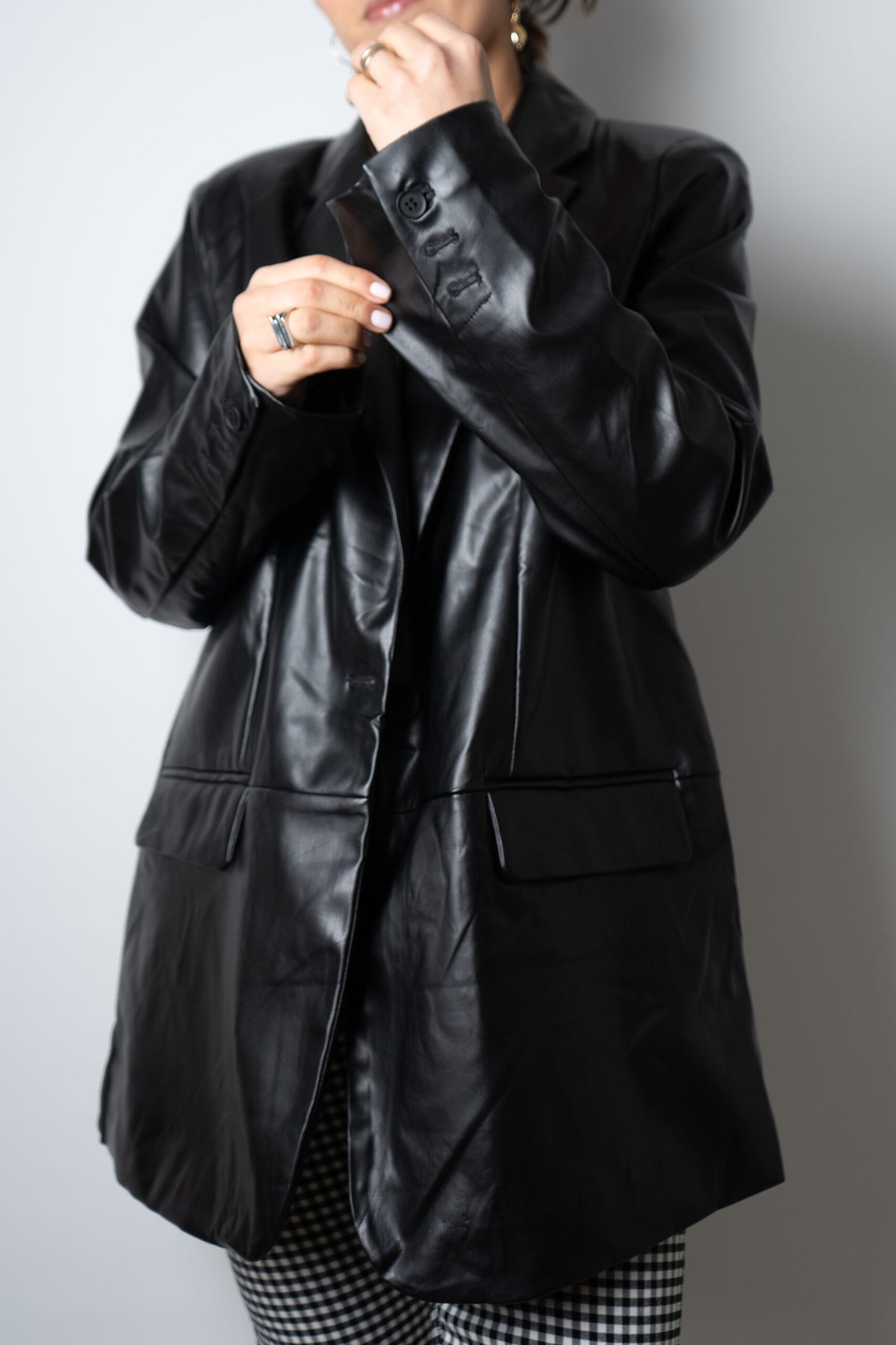 Blazer Ecocuero oversize - Negro