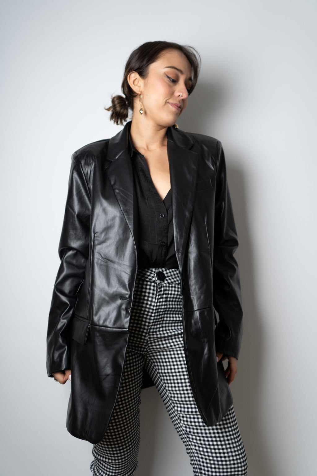 Blazer Ecocuero oversize - Negro