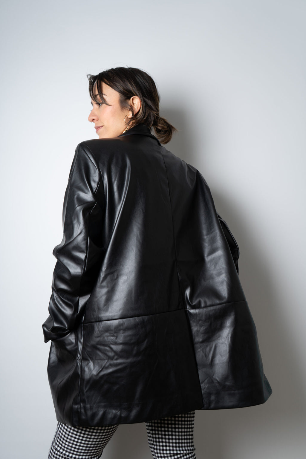 Blazer Ecocuero oversize - Negro