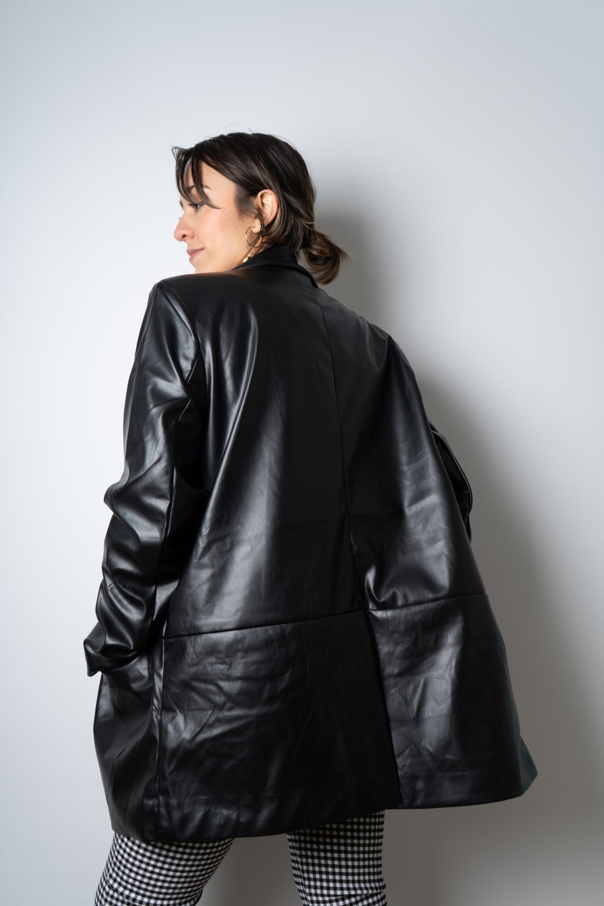 Blazer Ecocuero oversize - Negro