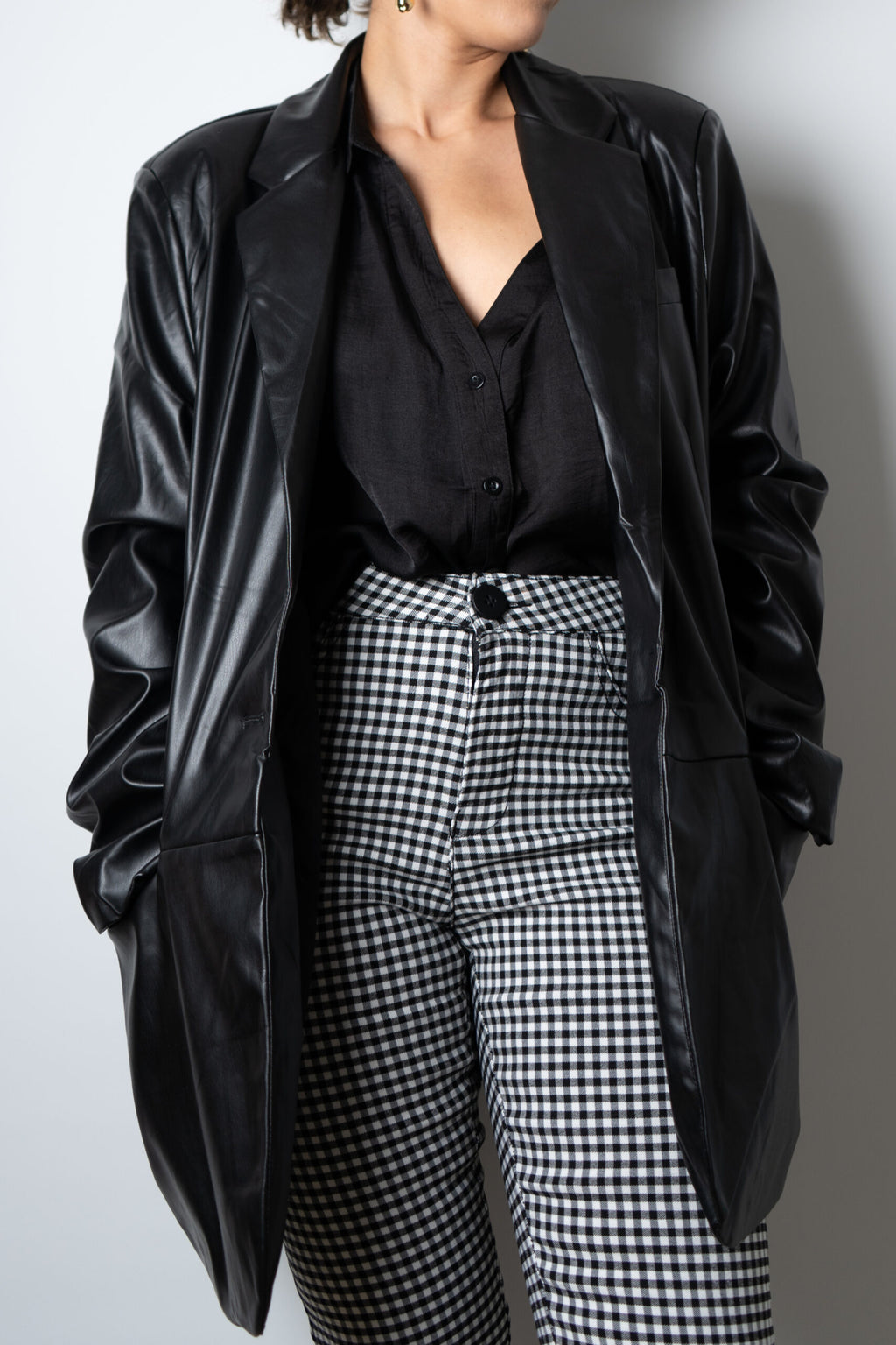 Blazer Ecocuero oversize - Negro