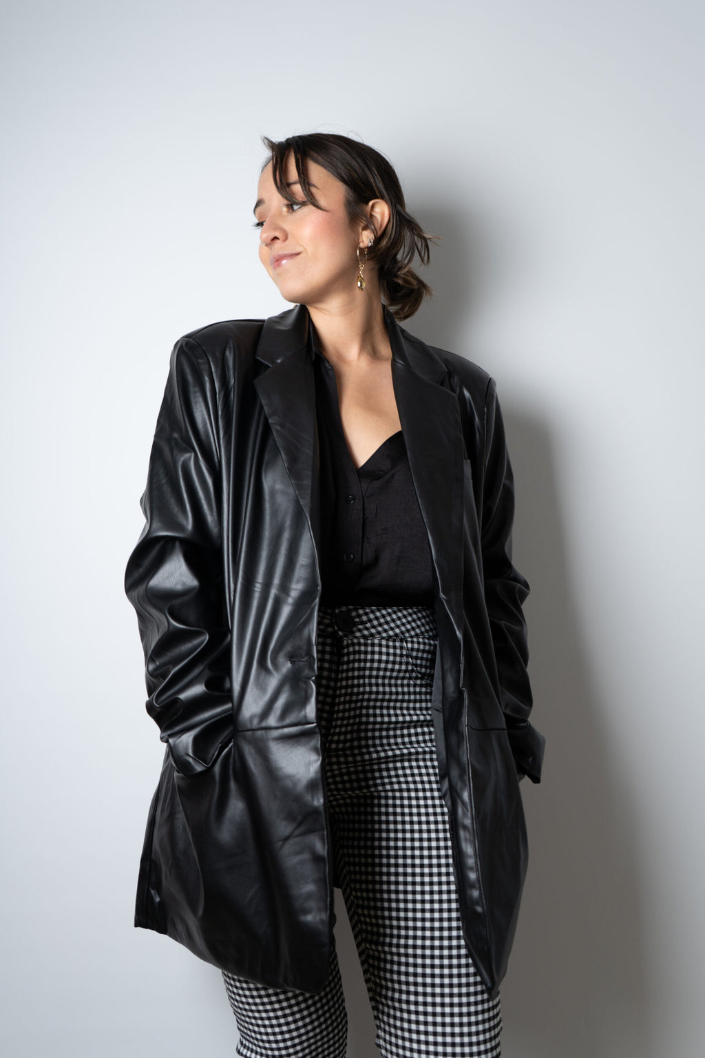 Blazer Ecocuero oversize - Negro